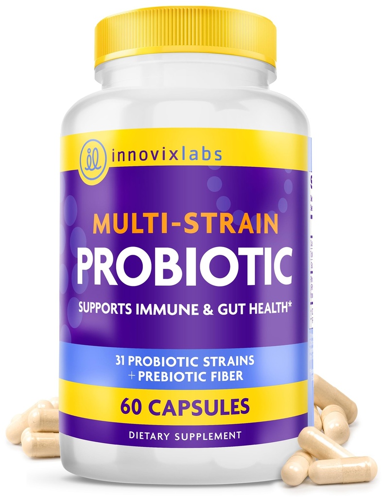 InnovixLabs Multi Strain Probiotica voor vrouwen en mannen - Probiotische Supplement - 50 miljard CFU - Gut Health, Immune Support, Digestie, Lactobacillus Acidophilus, Prebiotica en Probiotica, 60 capsules