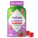 vitafusion Max Strength 10 mg Melatonine Gummies, Aardbei Smaak, Volwassen Melatonine Gummy Vitamine Supplement, 100 Telling, 50 Dagen Levering