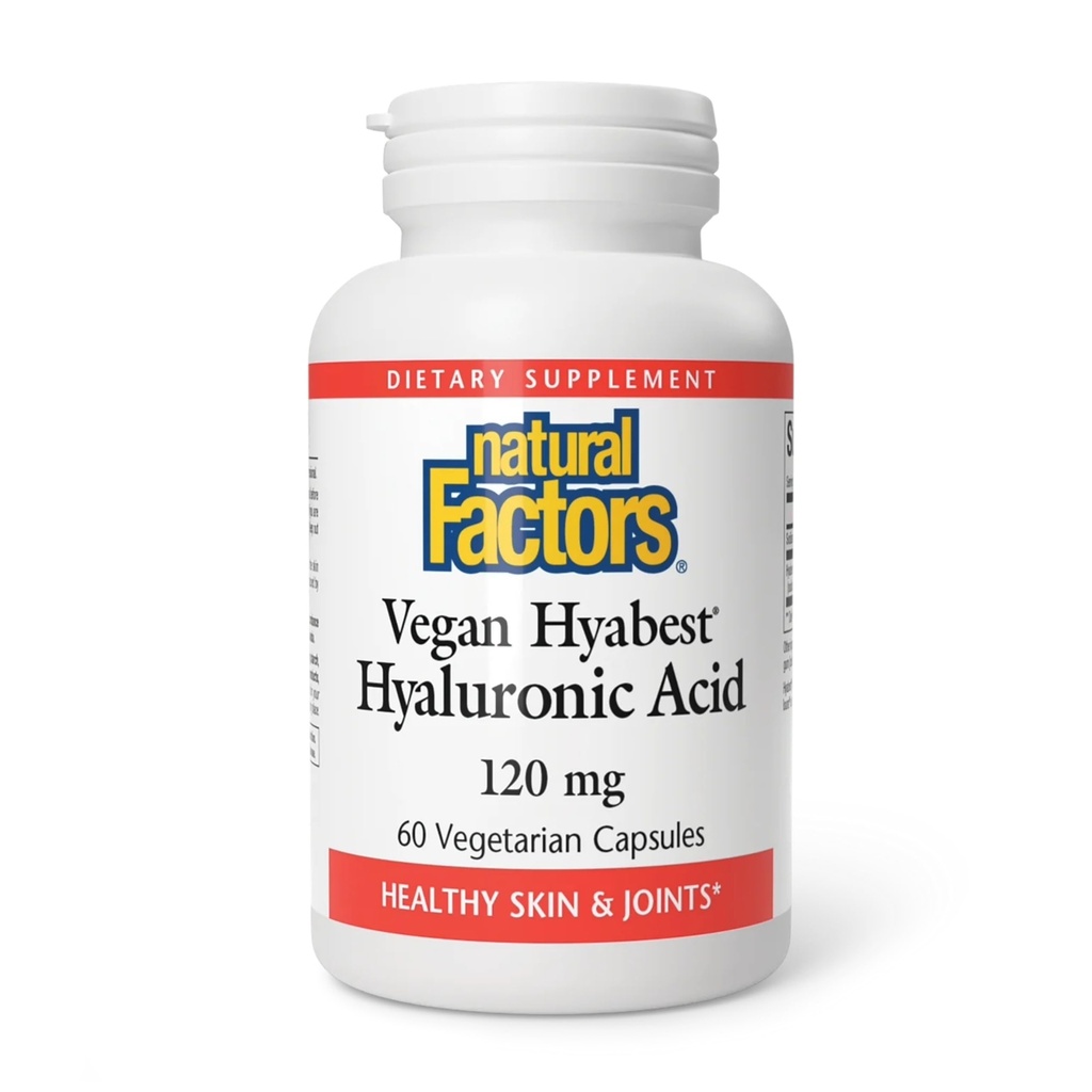 Facteurs naturels - Hyabest Hyaluronique Acid, soutient la santé des articulations et de la peau, 60 capsules végétariennes