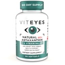 Viteyes Natural Astaxanthine, Relieve Tired Eyes & Eye Strain, afkomstig van algen, huidhydratatie, hart en hersenen gezondheid, 4 tot 8 mg natuurlijke astaxanthine, 90 Softgels