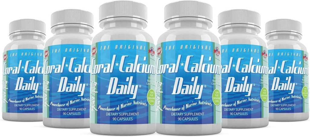 Dagelijkse gezondheid - Pure Okinawa Coral Calcium - Marine-Grade supplement met 72 sporen mineralen - 1475mg, 540 plantaardige capsules (6 maanden levering)