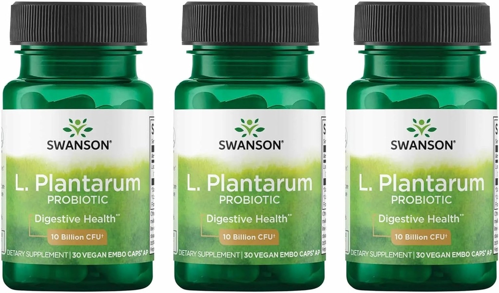 Swanson L. Plantarum - Digestief supplement Promoting Gastro-intestinale balans & Bowel Regularity - Natural Formula to Help Reduce Bloating - (30 Veggie Capsules) 3 Pack