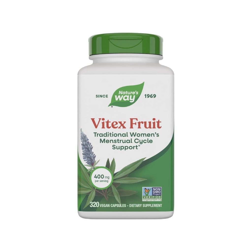 Nature's Way Vitex Fruit, soutien au cycle menstruel traditionnel*, soutien à la santé traditionnelle des femmes*, chasteberry, végétalien, 320 capsules (paquetage May Vary)