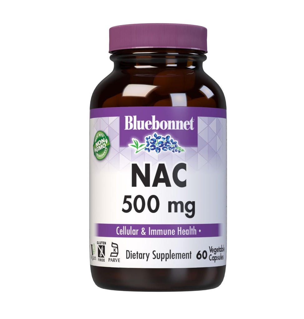 Bluebonnet NAC 500 mg Capsules de vitamine, 60 Nombre