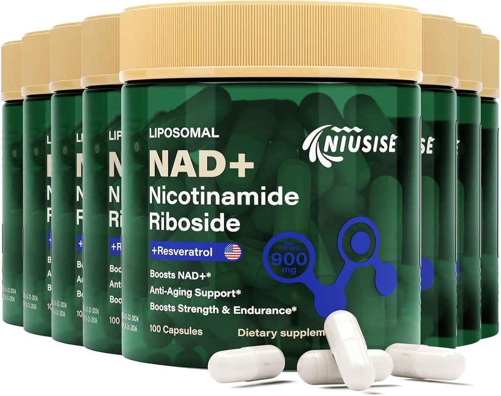 NAD Supplement, NAD Nicotinamide Riboside 900 Mg voor mannen en vrouwen, Liposomale NAD+ Supplement met Nicotinamide Riboside, Resveratrol & Quercetin, Energie, Boost NAD+, 800 Capsules