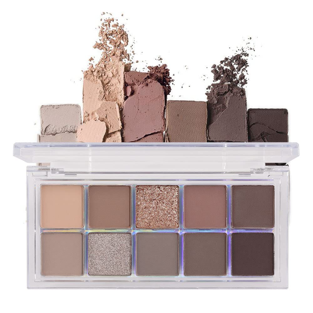 BINGBRUSH 10 kleuren donkerbruin grijs oogschaduw palet, hoge gepigmenteerde Matte Shimmer Eyeshadow, natuurlijke neutrale glanzende oogschaduw Ultieme make-up palet, levendige make-up pallets Kit
