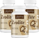 Zeoliet Detox Capsules, Biologische Geactiveerde Charcoal, Bentonite Clay, 1-2 μm Clinoptiloliet, Maximale Absorptie, Gut Liver Detox Reinig Volledige Lichaam voor Vrouwen Mannen, 270 Capsules