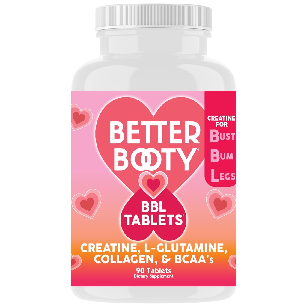 Betere Booty BBL tabletten - Creatine Complex Supplement voor vrouwen met Creatine Monohydraat, L-Glutamine, Collageen en BCAA's (90ct)