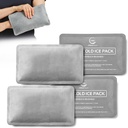 Herbruikbare Ice Packs voor Verwondingen - (10" x 6") Zachte Ice Pack met 1 zijde Velvet Zachte Fleece Stof, Flexibele warme en koude Gel Ice Pack Set, Grijs, Verpakking van 4