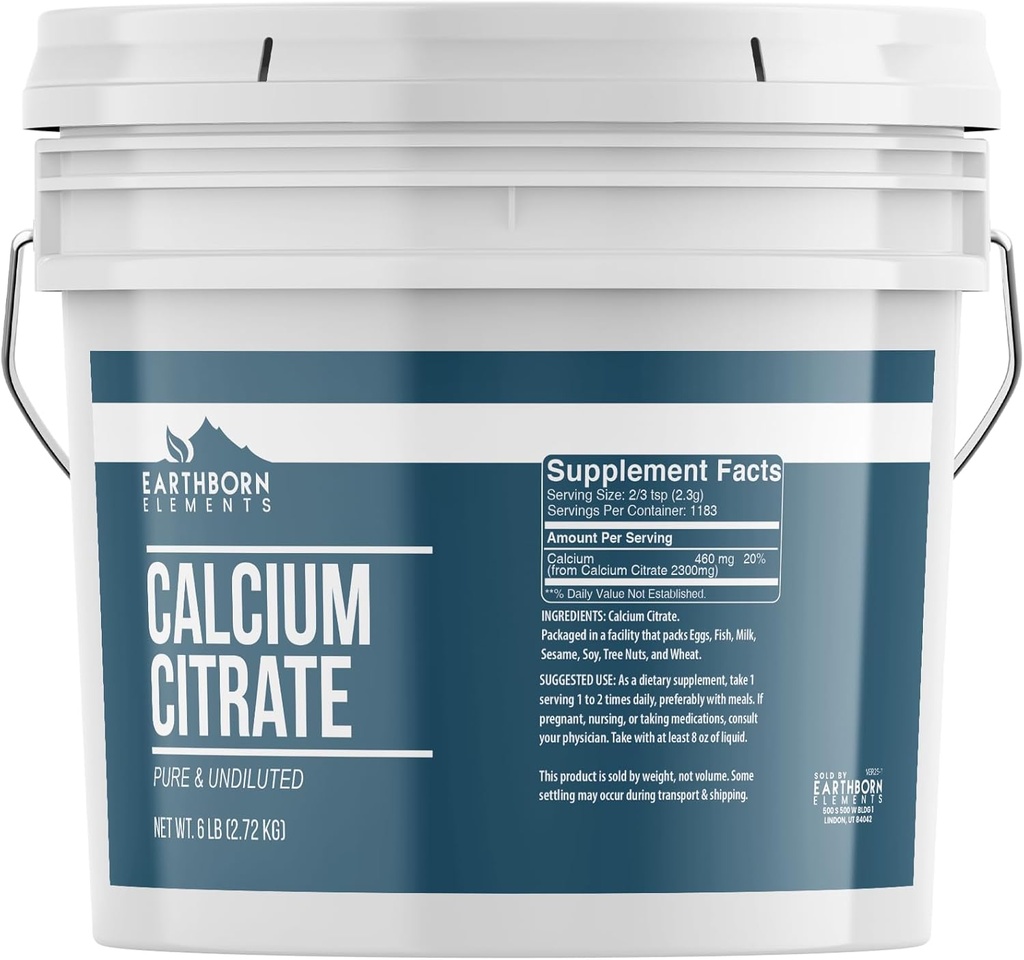 Éléments terriens Citrate de calcium 1 seau Gallon, pur et non dilué, laboratoire vérifié (96 Ounce)