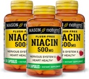 MASON NATUURLIJKE Niacin 500 mg Flush-Free, ondersteunt de gezondheid van het hart, zenuwstelsel en energieproductie, 60 capsules, verpakking van 3