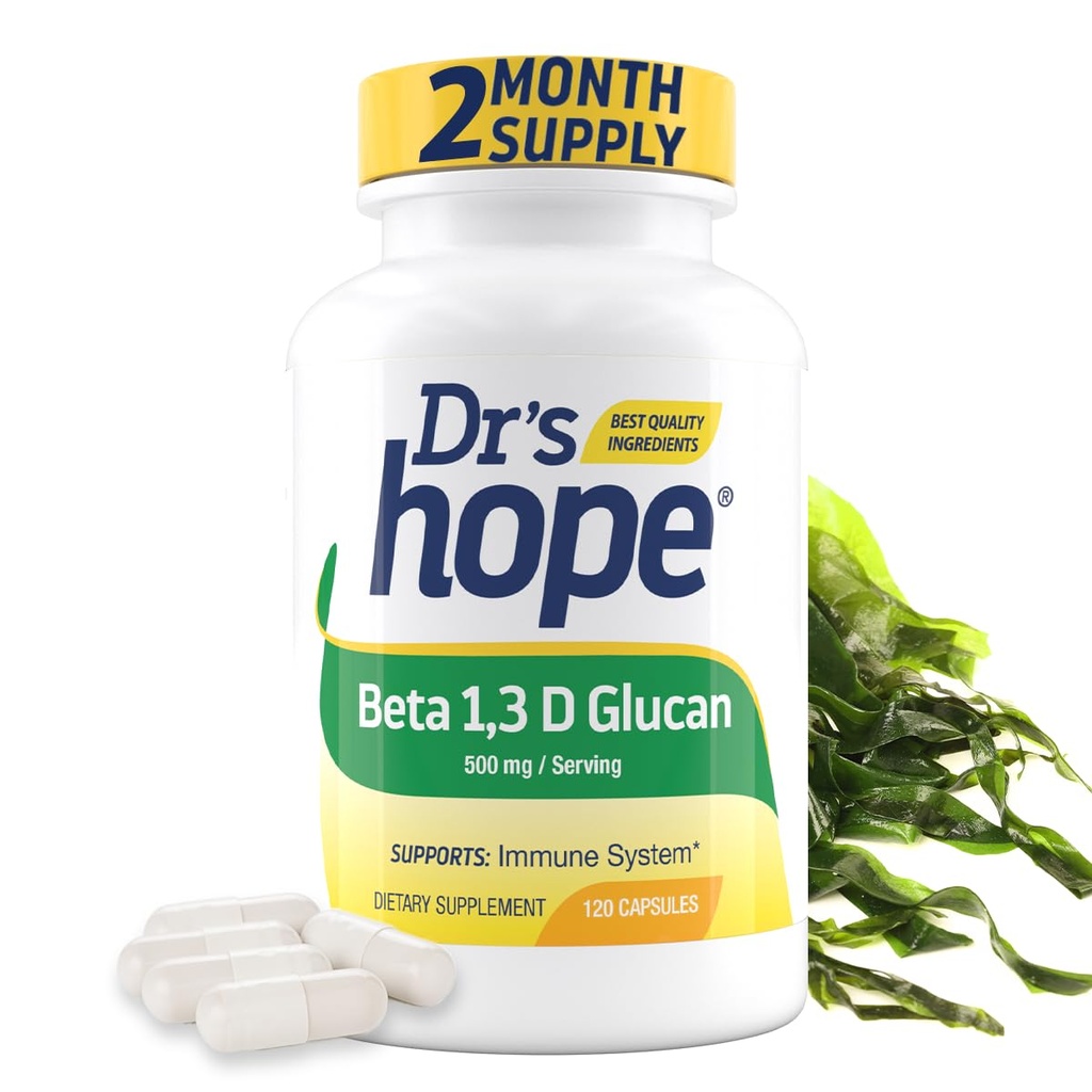 Beta 1,3D Glucan 500mg 120 Capsules, Beta Glucan Immune Support Supplement bevordert gezonde energieniveaus, verhogen van de stofwisseling en een goede ondersteuning van het immuunsysteem, gemaakt in de VS