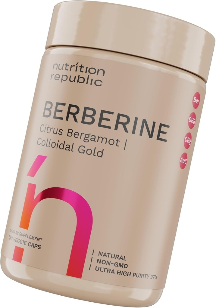 Berberine Supplement 1500mg, Ultra High Potency Berberine Complex met Citrus Bergamot, Colloid Gold & Berberine Hcl, Dihydroberine Supplement