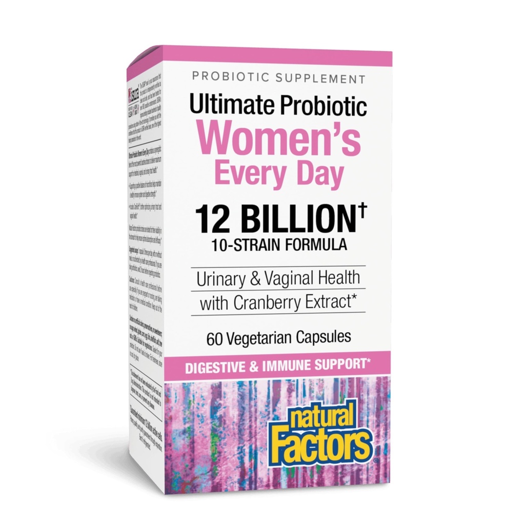 Natuurlijke factoren Ultimate Probiotische vrouwen elke dag - Digestieve gezondheid Ondersteuning Supplement - Probiotische supplement voor urinetrek & vaginale gezondheid ondersteuning - 60 Vegetarische capsules (60 porties)