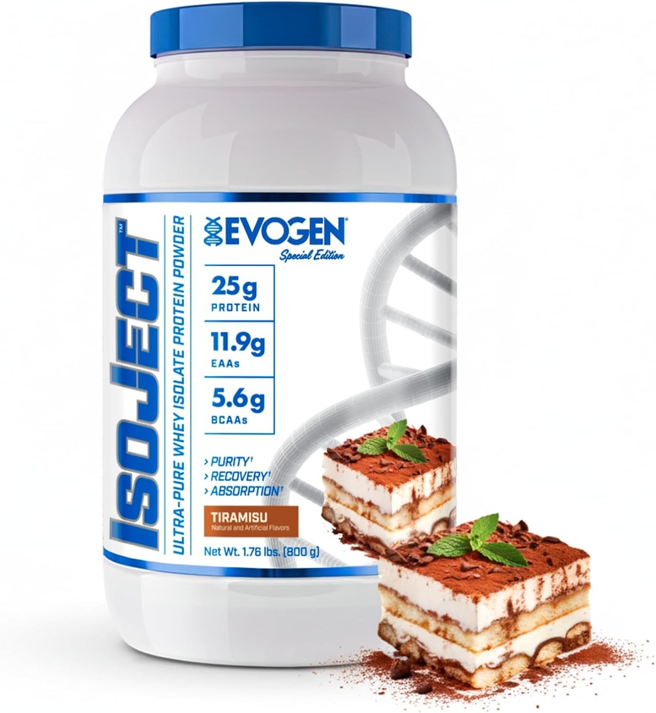 Evogen Isoject - Whey Protein Isolate | Ultra-Pure Whey Protein Powder with Ignitor Enzymes, BCAAs, and EAAs | Enhanced Absorption & Recovery | Tiramisu | 25 Servings