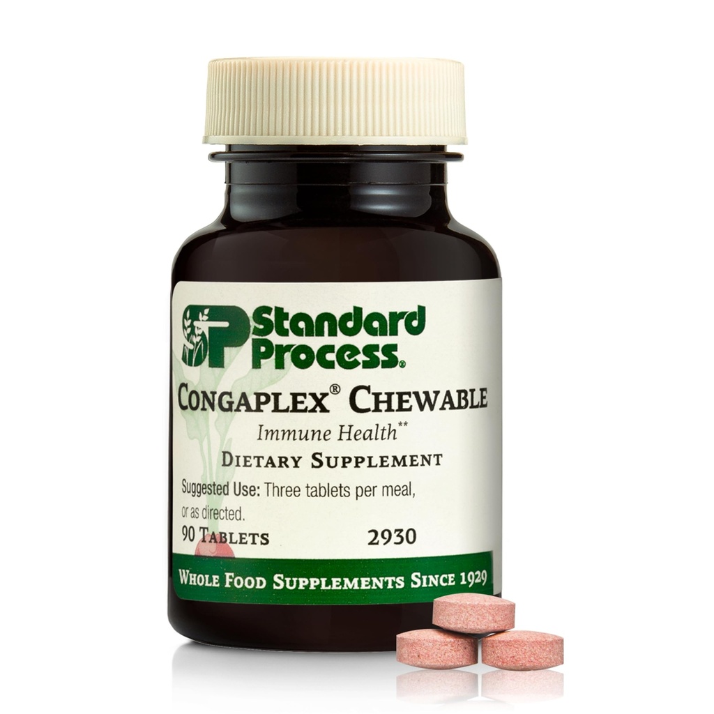 Standaardprocescongaplex Kauwbaar - Supplement voor ondersteuning van het immuunsysteem met vitamine A - Ondersteunt Thymus Gland & Protein Synthese - Niet-Dairy & Non-Soy - 90 tabletten (30 porties)