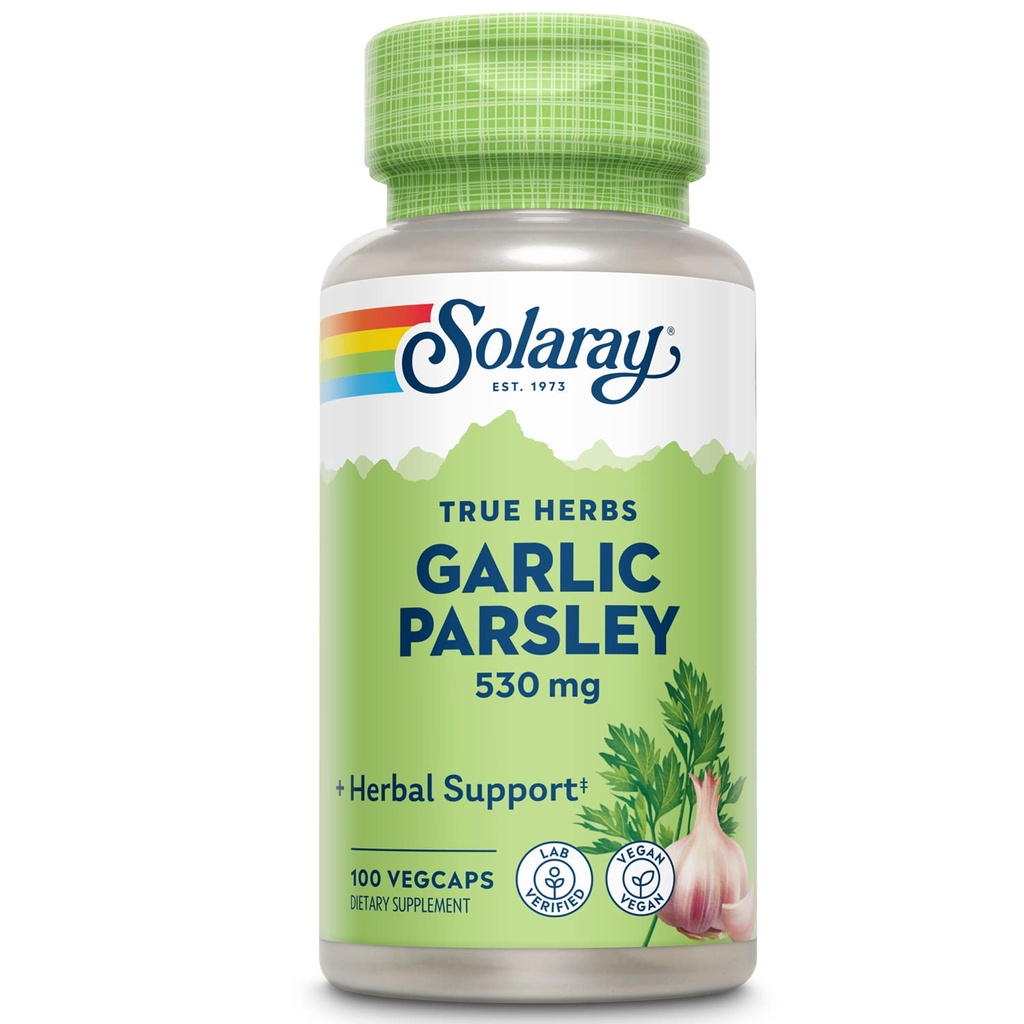 SOLARAY Knoflookbollen & [blad 530mg] Gezonde Cardiovasculair en Immuun Systeem Functie Ondersteuning Niet-GMO, Veganistisch & Lab Geverifieerd 100 VegCaps