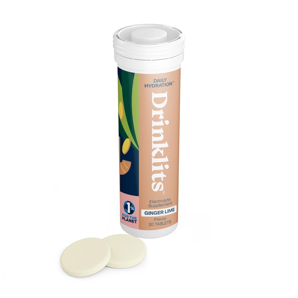 Drinklits Ginger Lime Electrolyte tabletten voor hydratatie 
