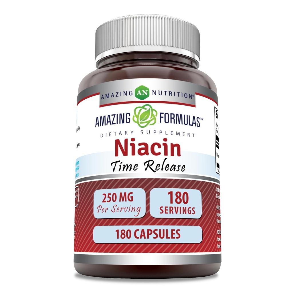 Verbazingwekkende Formules Niacin(Vitamine B3) 250 mg 180 Capsules Supplement 