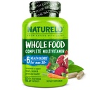 NATURELO Whole Food Multivitamine voor mannen 50+ - met vitamines, mineralen, biologische plantaardige extracten - Vegan Vegetarian - voor energie, hersenen, hart en oog Gezondheid - 120 capsules