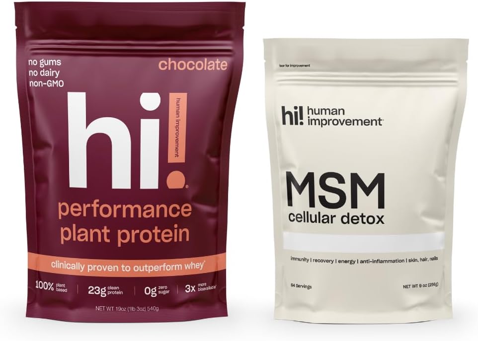 Human Improvement Chocolate Performance Protein en MSM Cellular Detox Bundle