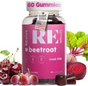 Gommies de racine de betterave avec suppléments d'énergie extrait de raisin I suppléments d'oxyde nitrique sans sucre pour les hommes et les femmes I Santé globale et soutien de la pression artérielle I 60 Gommies - Cherry Flavor