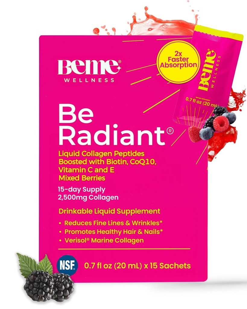 BeMe BeRadiant Liquid Collageen Peptide for Hair, Skin & Nails with 2X Faster Absorbment 