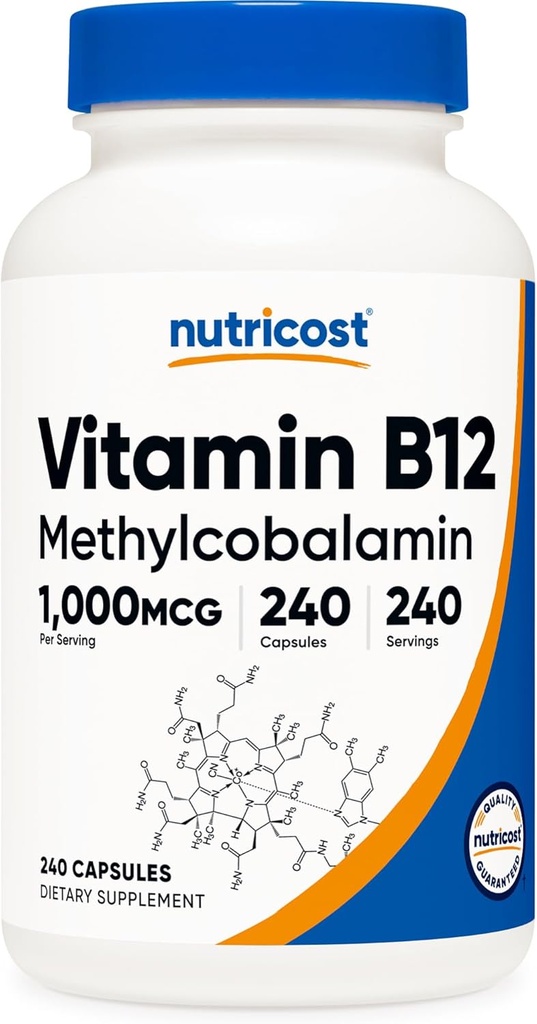 Nutricost Vitamine B12 (Methylcobalamine) 1000mcg, 240 capsules - Vegetarisch, niet-GMO en Glutenvrij B12 supplement