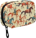 Fustyad levendige Retro Western Cowboy Horse Pill Organizer voor Purse, Weekly Portable Pill Box met rits naar opslag Vitaminen Visolie Medicijnen Supplementen