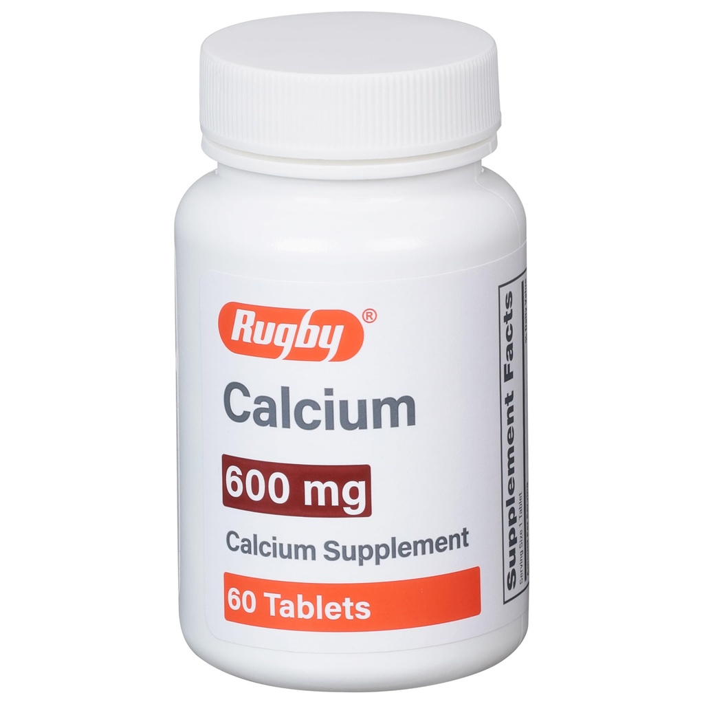 Rugby 600 mg Calcium Tablets - Calcium Supplement - 60 Count (1 Pack)