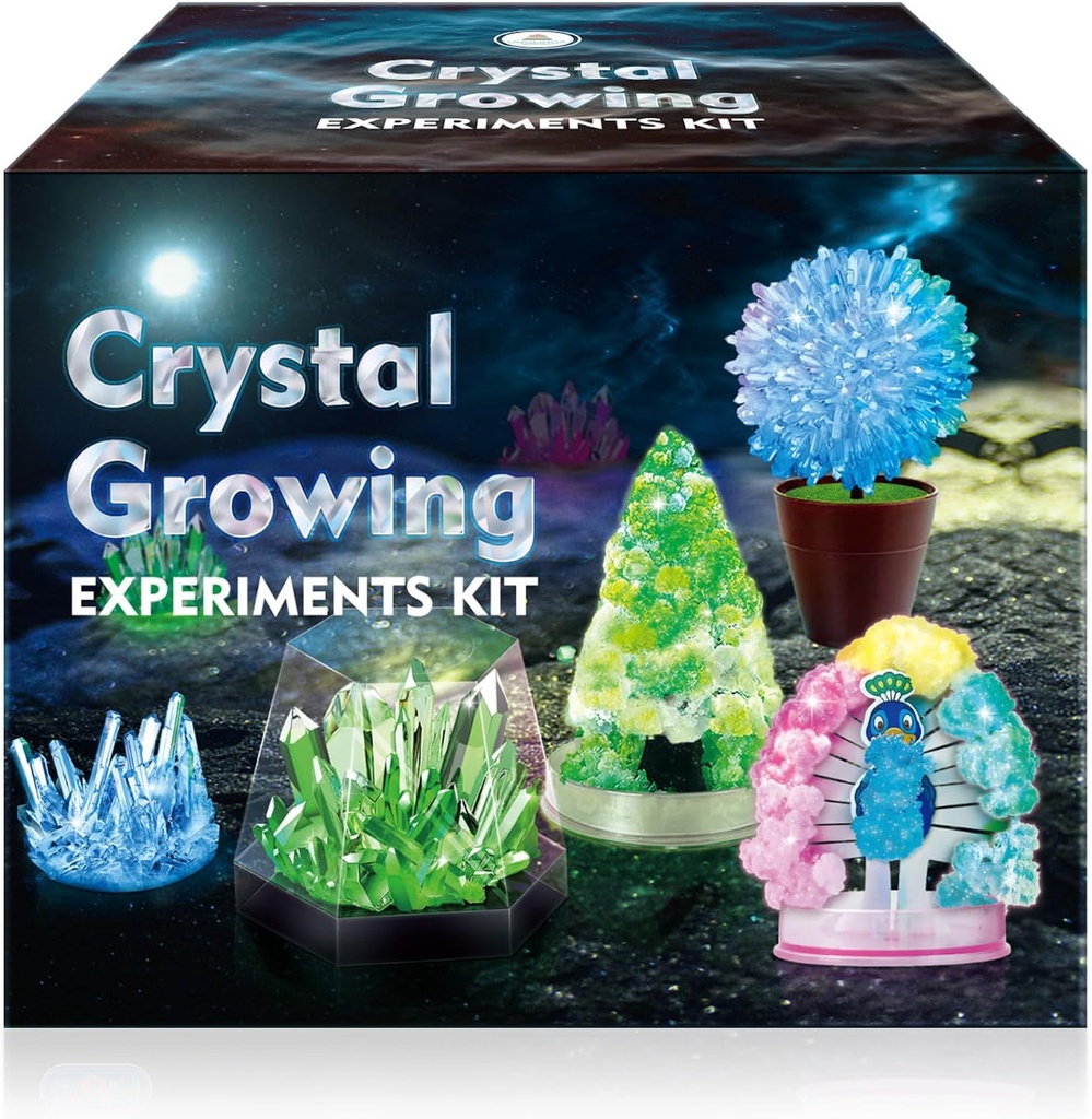 UNGLINGA Crystal Growing Experiment Science Kits voor kinderen, S.T.E.M Projecten Onderwijsspeelgoed Gifts Idee voor jongens Meisjes, Groei 5 levendige kristallen maken Kit