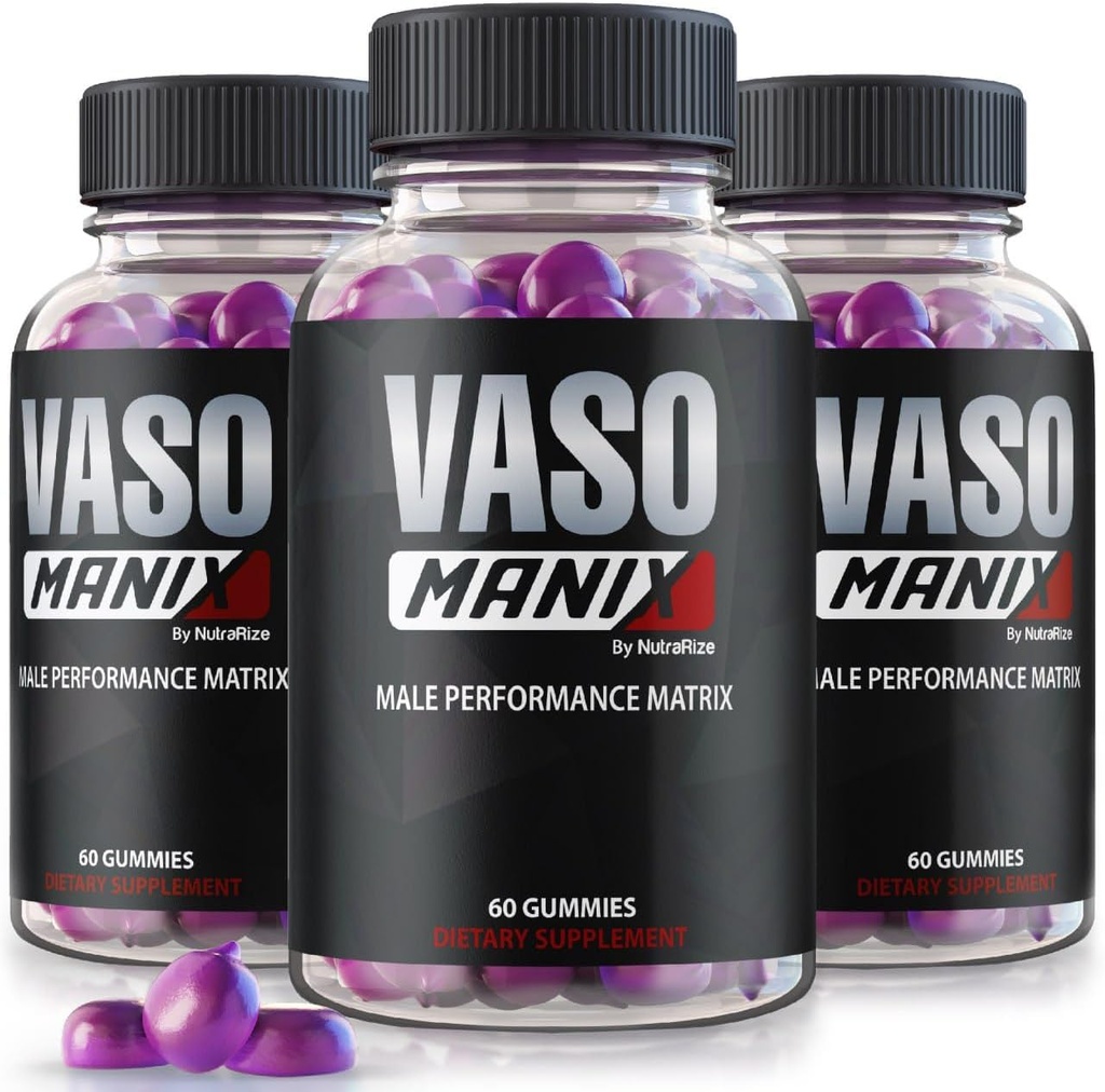 (3 Pack) VasoManix Gummies, Vaso Manix Classic Male Supplement, Alle Natuurlijke Formule voor Mannen, Premium Gummy ter ondersteuning van prestaties, vertrouwen en algemene gezondheid, officiële beoordelingen (180 Gummies)