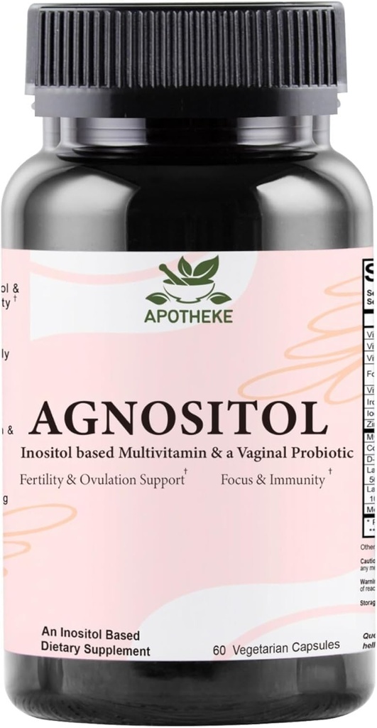 AGNOSITOL Prenatale Vitamine, Vaginale Probiotica met SMART Bacteriën, Vruchtbaarheid, Ovulatie & PCOS Ondersteuning, Hormone Balance & Vaginaal Health Supplement. Inositol 40:1, foliumzuur, vitamine D3 B6/1