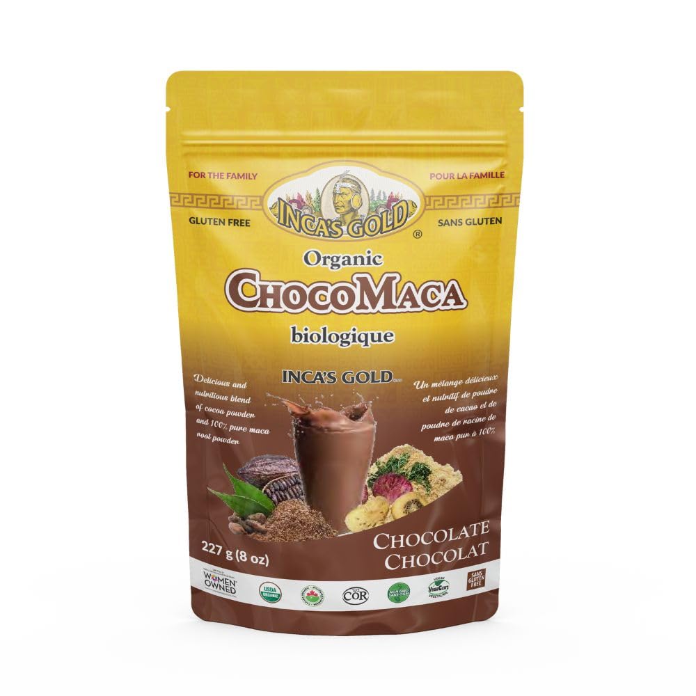 INCA'S GOLD Biologische Cacao & Maca Poeder, 227g, Heerlijke en Nutrische Adaptogene Superfood Blend, Glutenvrij, Kosjer, Niet-GMO