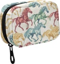 Fustyad Beautiful Running Horses Pill Organizer voor Purse, Weekly Portable Pill Box met rits naar opslag Vitaminen Visolie Medicijnen Supplementen