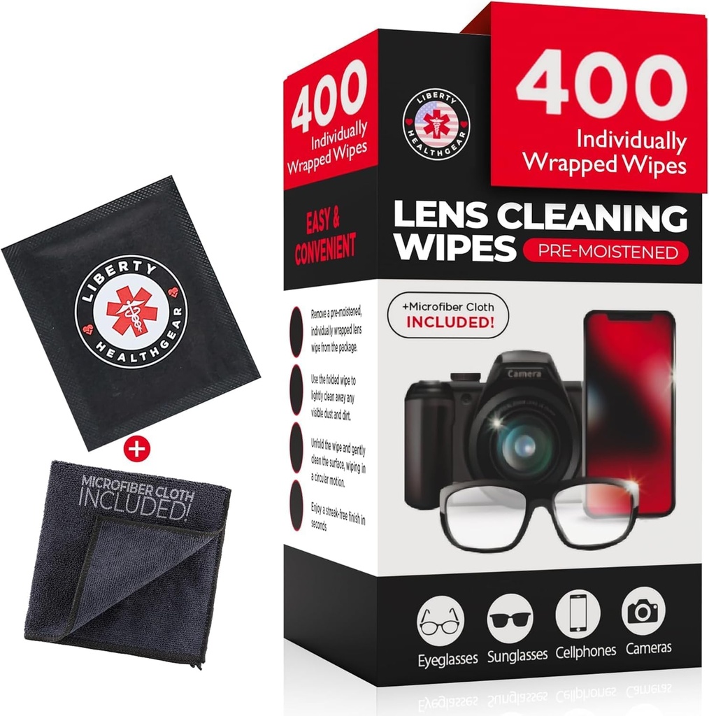 400 Oogglas Reinigingsdoekjes + Microfiber Kleding voor Oogbrillen & Lens Cleaner 