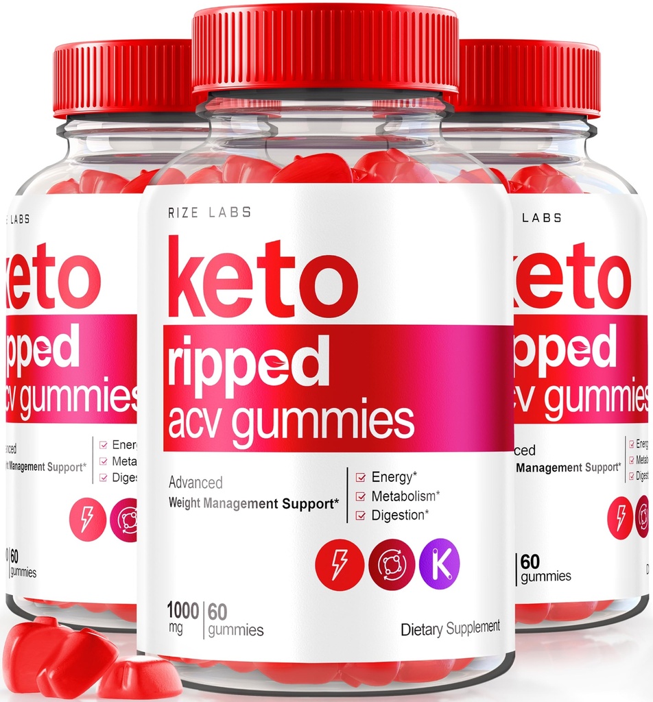 rize labs (verpakking van 3 Keto Ripped ACV Gummies, Officiële Keto ACV Gummies Geavanceerde gewichtsverlies Ondersteuning, Alle natuurlijke Apple Cider Vinegar, Premium Keto Plus ACV Gomitas Reviews (180 Gummies)