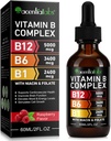 Vitamine B12 Liquid Drops - Biologische Vitamine B12 Sublingual Drops - Biologische Vitamine B-Complex B5 Pantothenic Acid - Vegan B12 Sublingual 5000 mcg met Vitamine B6, Liquid B12 Methylcobalamine Ondersteuningen