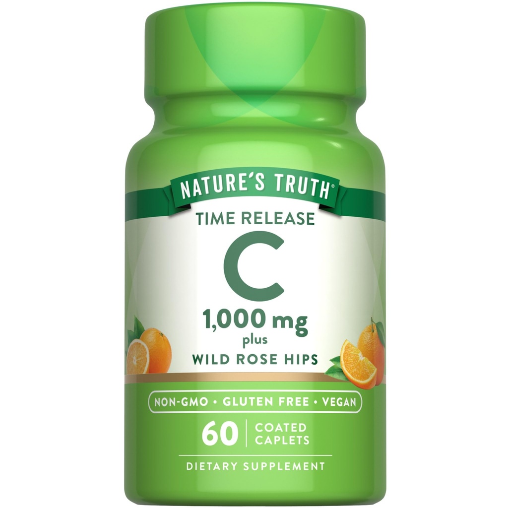 De waarheid vitamine C van de natuur met Rose Hips 1000mg 60 overdekt Caplets 