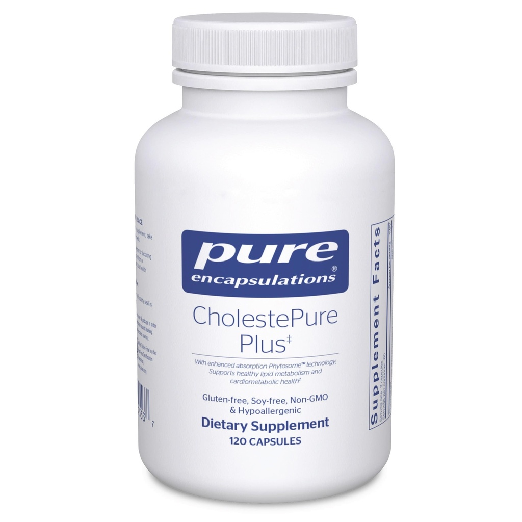 Encapsulations pures CholestePure Plus 120's - Soutient le métabolisme lipidique et la santé cardiaque* - Supplément berbère - avec Citrus Bergamot - Sans gluten et sans OGM - 120 capsules