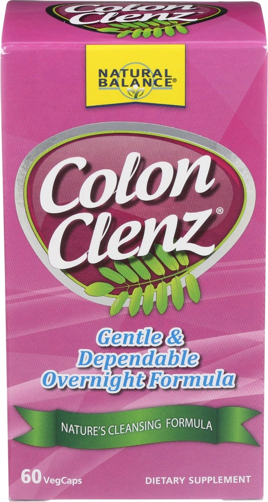 Équilibre naturel Colon Clenz.com Nettoyez, détoxez et supplément de santé digestive - Formule de nuit douce et dépendante - Garantie de 60 jours (60 portions, 60 VegCaps)