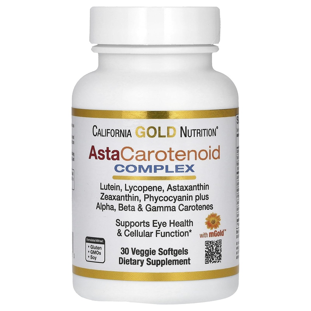 California Gold Nutrition Astaxanthine Carotenoid Complex, Lutein, Lycopeen, Astaxanthine, 30 Veggie Softgels
