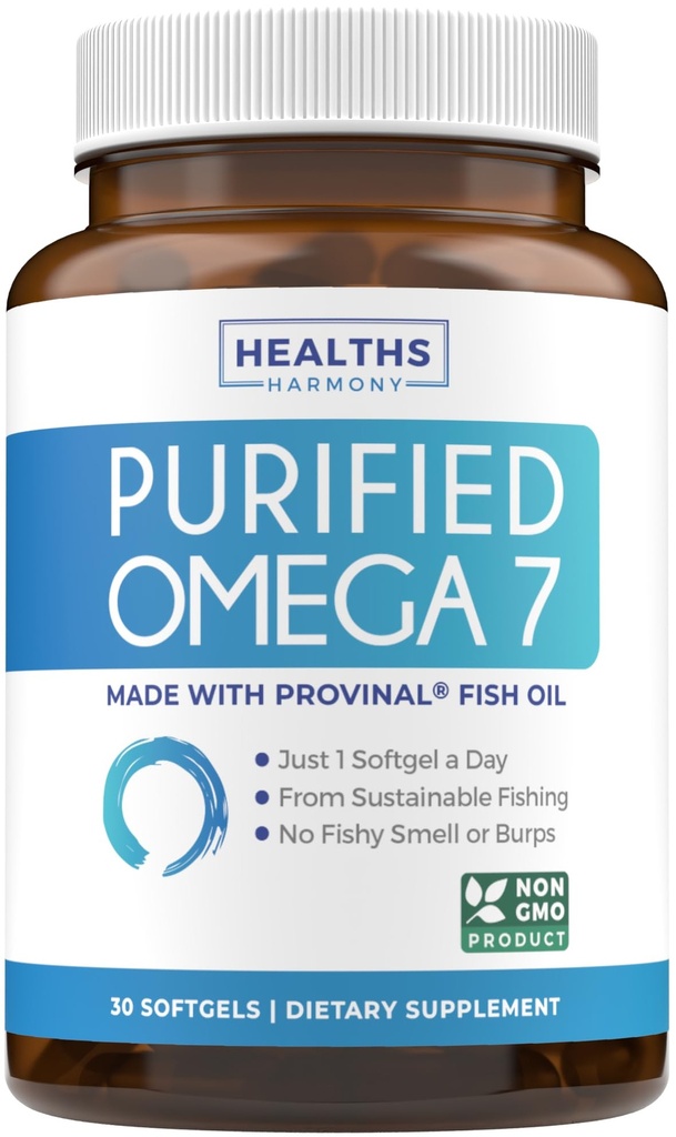 Omega 7 Supplement voor vrouwen en mannen - Hoge potentie en zuiverheid Palmitoleïnezuur Vetzuur Visolie supplement van gepatenteerde Provinaal met Laagste Palmietzuur - Duurzaam Gebronzen (1 maand supply)