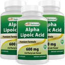Best Naturals Alpha Lipoïne Acid 600 mg 60 Capsules - ALA Krachtige Antioxidant (60 Telling (verpakking 3))