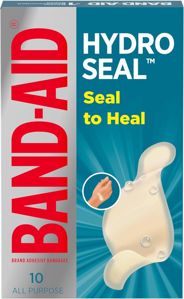 BAND-AID merk Hydro Seal Kleefstof Waterdichte Bandages, Hydrocolloïde Gel Patch voor EHBO, Snellere genezing voor Kleine Blisters, Snij & Scrapes, 10 Tel.