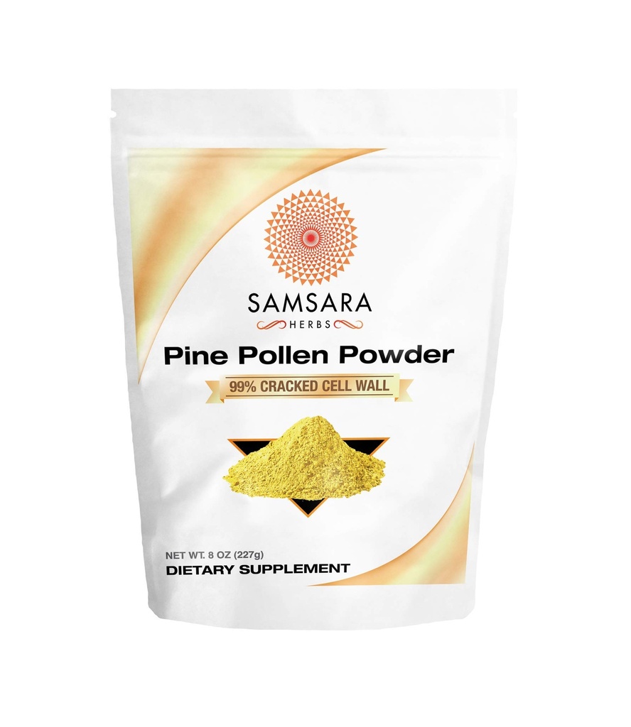 Samsara Herbs Pine Pollen Powder Wild Harvested - 99% Cracked Cell Wall (8oz/227g) Supports Healthy Energy & Longevity