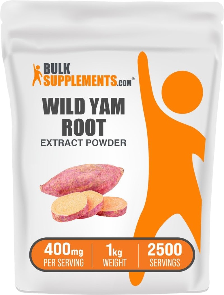 BulkSupplements.com Wild Yam Extract Powder - from Root, Herbal Supplement, Wild Yam Supplement - Gluten Free, 400mg per Serving, 1kg (2.2 lbs) (Pack of 1)