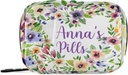 Aangepaste pil Box 7 Dag pil Case Bag Aquarel Lente Bloemen Gepersonaliseerde Naam Reis pil Organizer Bag met rits draagbare Weekly Case Compacte grootte voor vitamine supplement houder