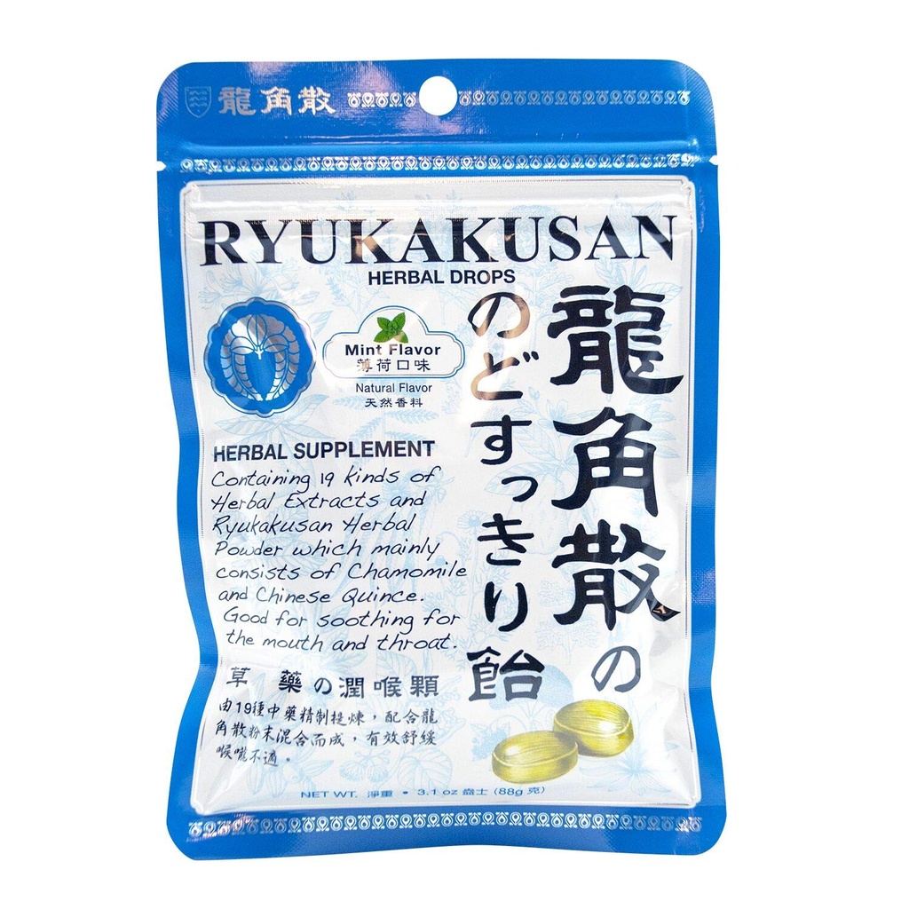 Ryukakusan Mint Flavor Herbal Drops (supprime la gorge, la bouche, les voies respiratoires supérieures) (32 gouttes) (1 sac) (Solstice)