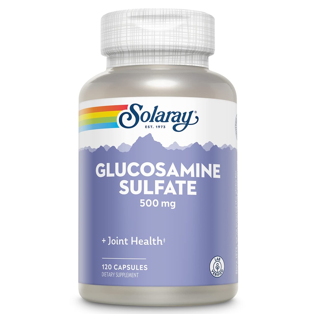 SOLARAY Glucosaminesulfaat 500 mg Gezonde gezamenlijke flexibiliteit en veerkracht ondersteuning (60 Serv, 120 CT)